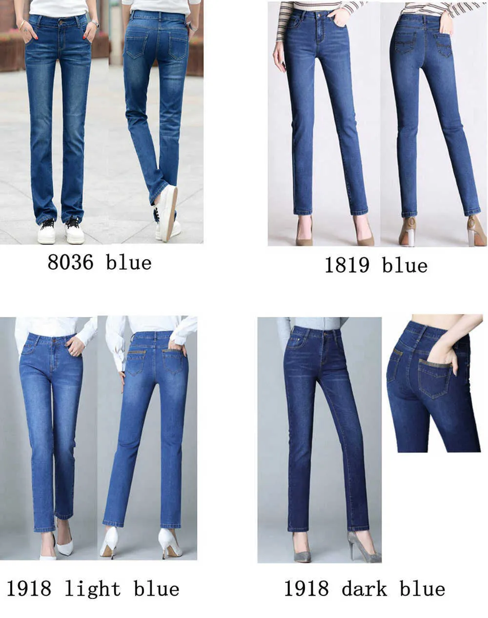 Lguc.h kvinnor raka jeans stretch kvinnliga klassiska byxor mode koreanska byxor för tjejer jean pantalon femme blå 26 34 xs 210922