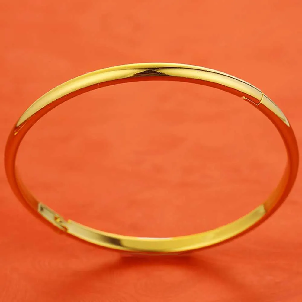 Womens Bracelet Solid Jewelry Gold Filled Lady Smooth Bangle Openable Trendy Accessories Oval Q0717