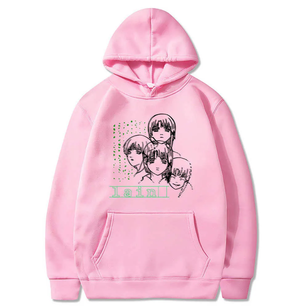 Anime série expériences Lain Iwakura Lain sweats à capuche pull hommes Harajuku dessin animé VIRTUAI GIRL graphique mode hiver sweat G1019