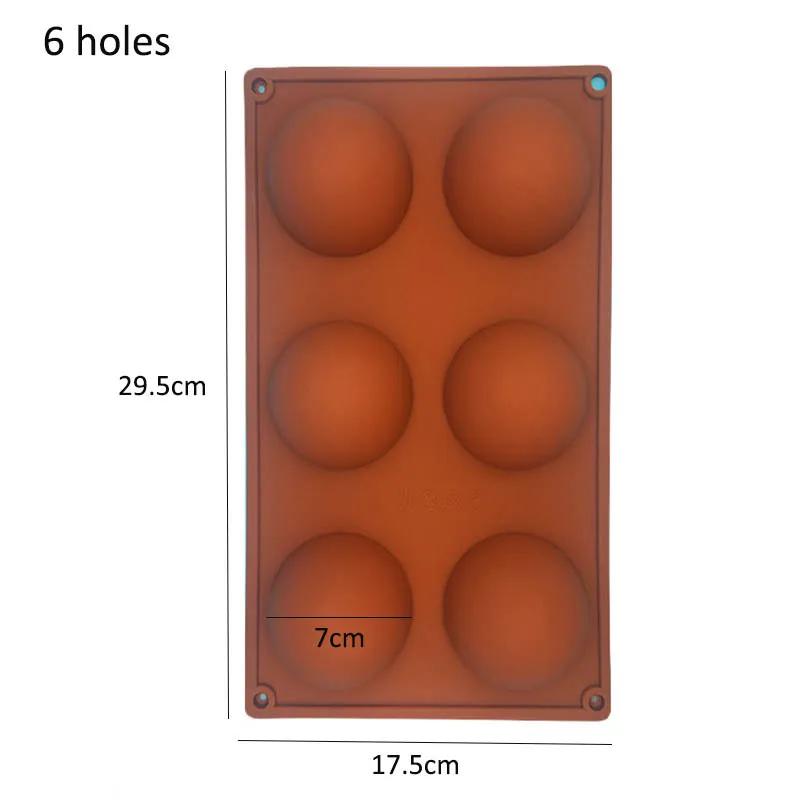 3 pçs / set hemisfério forma silicone 6/15/24 buracos alimentar acessórios de cozimento de gordura de chocolate molde de doces Bakeware Gadgets 210225