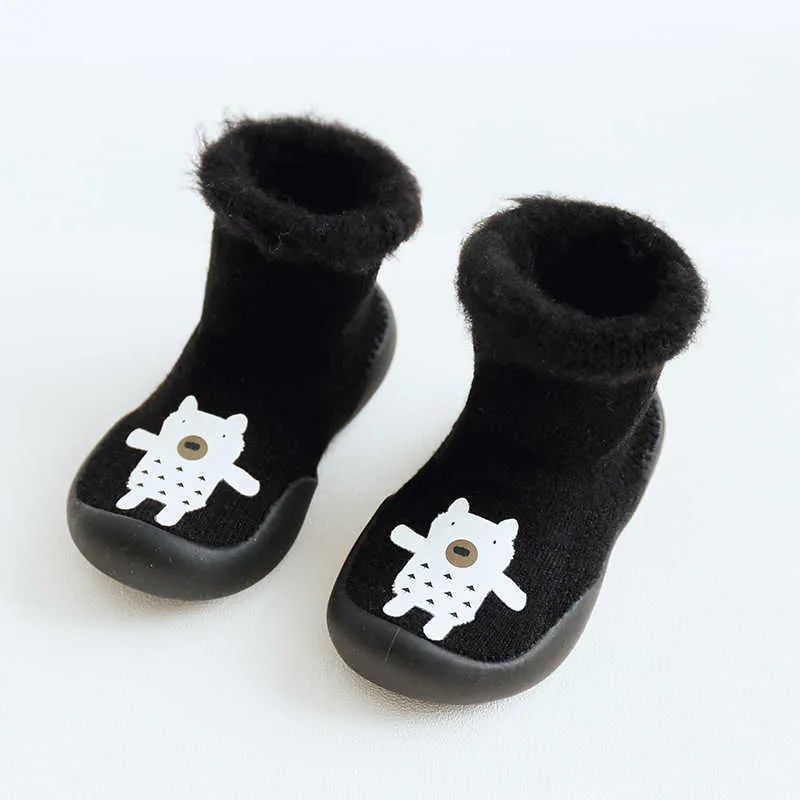 Beer Leider Baby Jongens Meisjes Cartoon Zoete Schoenen Winter Zuigeling Rubber Nonslip Sokken Kids Softs Sok Peuter Vloer Sokken Schoenen 210708