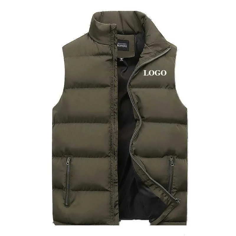 Giacca da uomo di marca personalizzata Autunno Inverno Gilet caldo Giù Giacca senza maniche in cotone Gilet Uomo Cappotto da uomo caldo all'aperto 211104