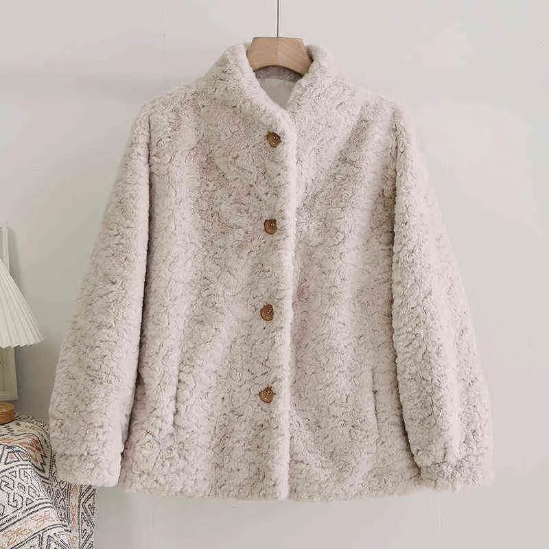 Sweet Pink Faux Fur Coat Women Winter Vintage Stand Collar Fluffy Faux Rabbit Fur Jacket Thick Warm Fur Coats Plus Size 3XL 211110