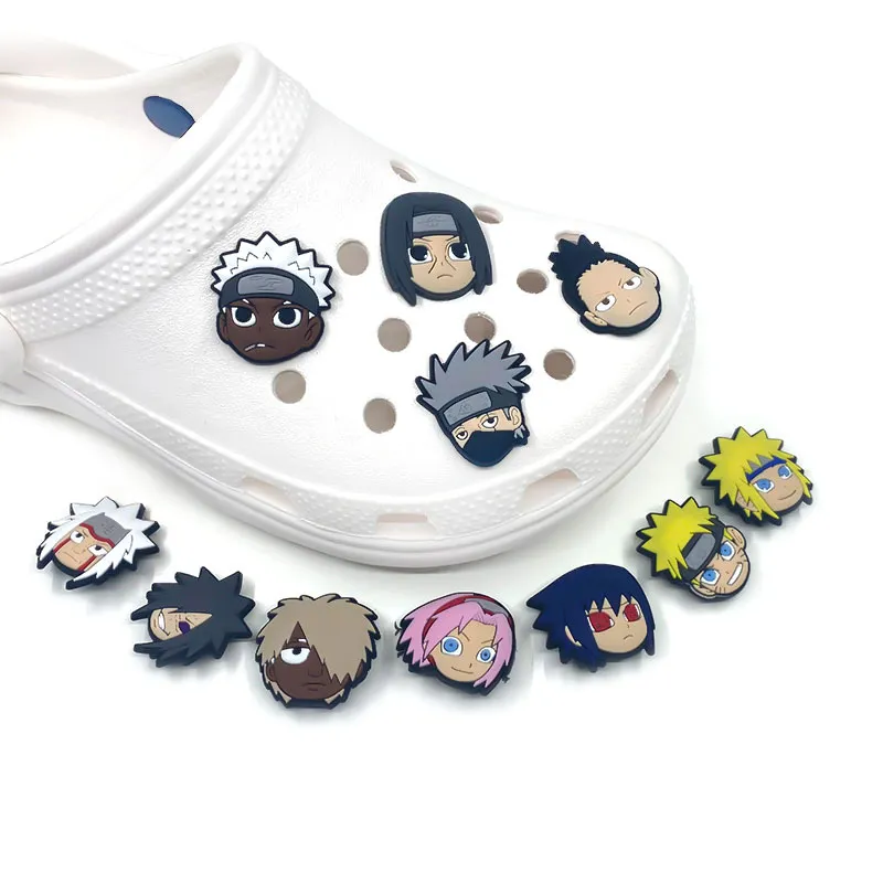 7-12 Gün Teslimat Karikatür Anime Comic Sasuke Yumuşak Pvc Ayakkabı Takılar Jibtz Takunya Ayakkabı Aksesuarları için Doğum Günü Cadılar Bayramı Noel Hediyesi