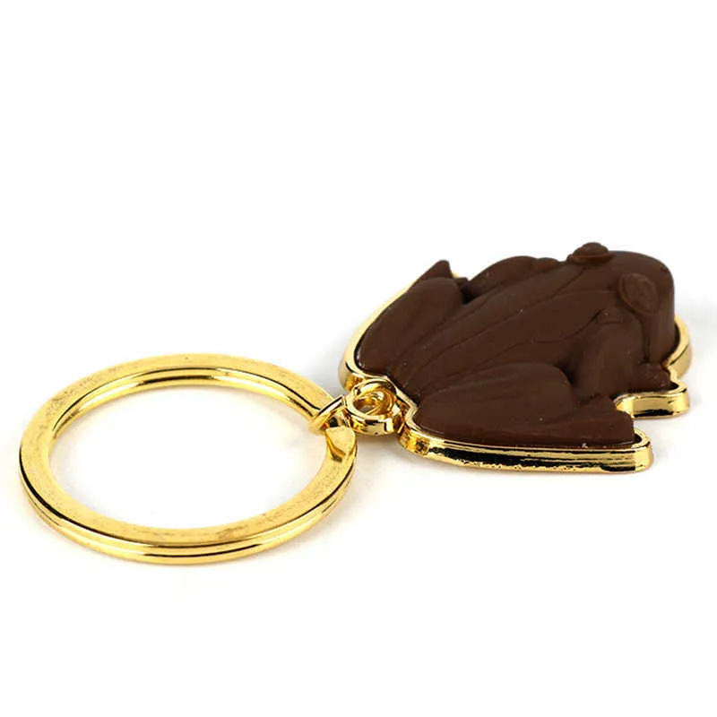 Classic Chocolate Frog Gold Metal Pendant Keychain Magic School Course Chain de clés Ornement Cosplament Collection Bijoux Gift G1019