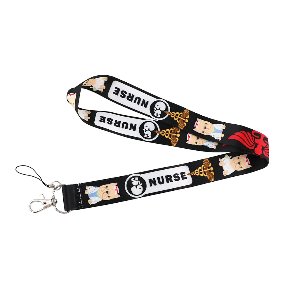 J2529 Cartoon Cute Dog Nurse Keychain keys Badge ID Mobile Phone Rope Accessories Lanyard For Medical Doctor