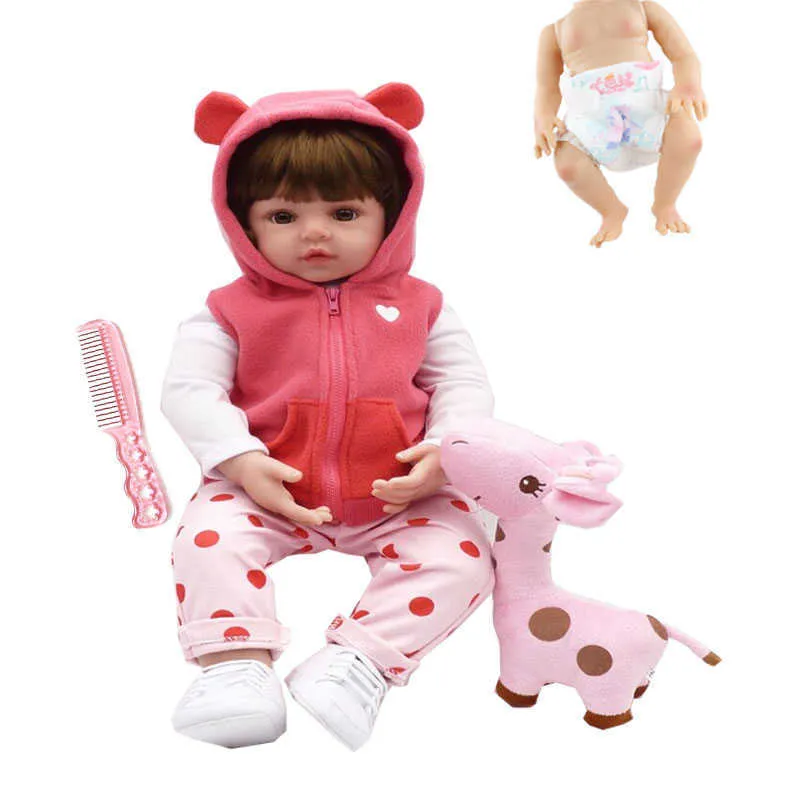 LifeLike 48 cm full silikon mjuk kropp flicka pojke återfödd baby docka leksak som levande 19 tum prinsessa födelsedaggåva mode närvarande Q0910