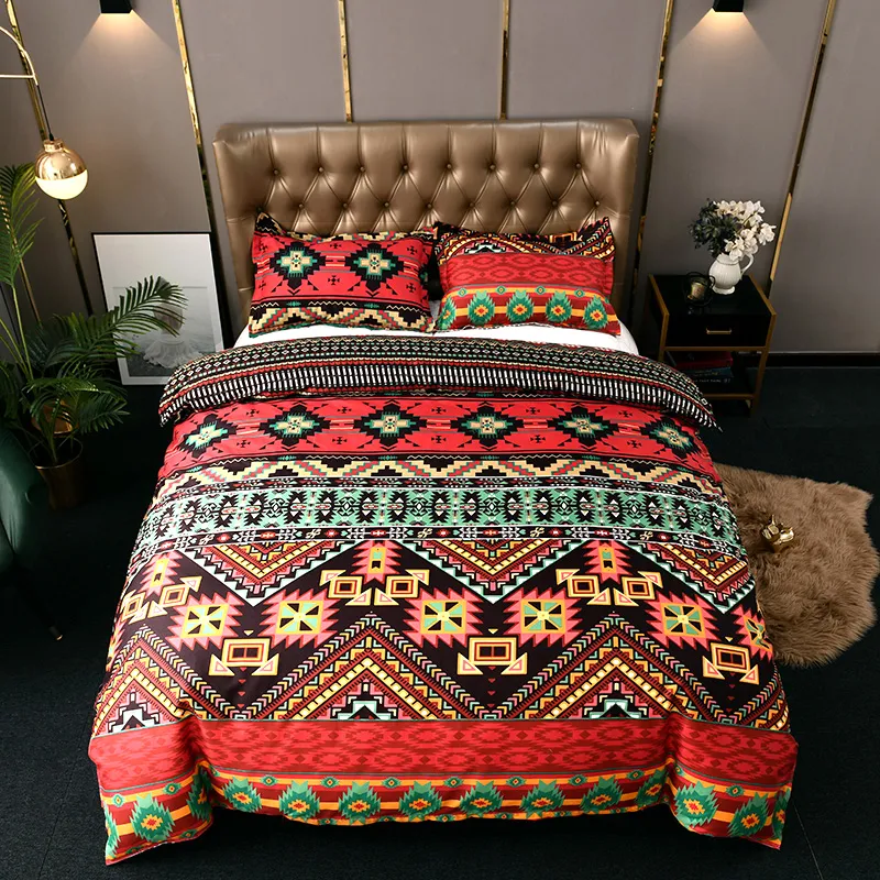 Nordic Bohemian Style Bedding Set 150 × 200 240x220 Duvet Quilt Cover Fronhas 3 peças Microfiber Quarto All-temporada disponível 210317