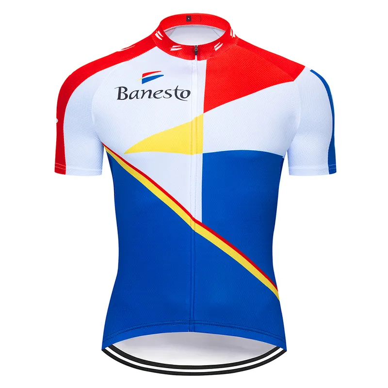 Banesto Takımı Pro Bisiklet Jersey MTB Ropa Ciclismo Erkek Kadın Yaz Bisiklet Maillot Bisiklet Jersey Giymek 220217