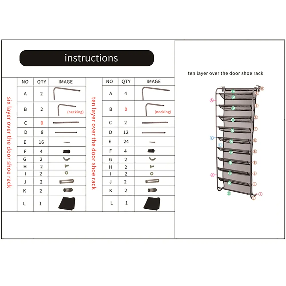 36ペアアップドアハンギングシューラック10ティアSオーガナイザー壁取り付け棚ホームドミトリーシューズY200527