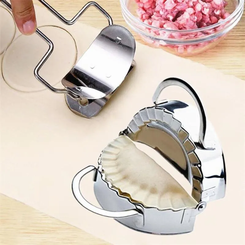 5 uds máquina para hacer Dumplings prensa de masa de acero inoxidable rodillo para raviolis LNIFE cuchara para rellenar envoltorio Dumpling herramienta para hacer moldes 2861
