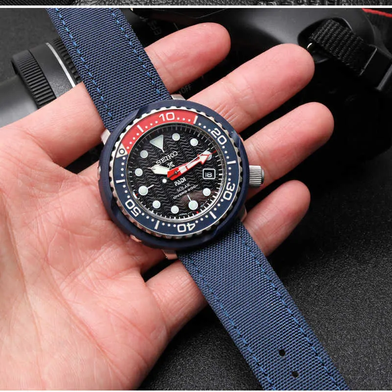 19mm 20mm 21mm 22mm Grün Schwarz Nylon Leder Uhrenarmband Canvas Uhrenarmband für Iwc Portugieser Chronogra Mark Armband H0915