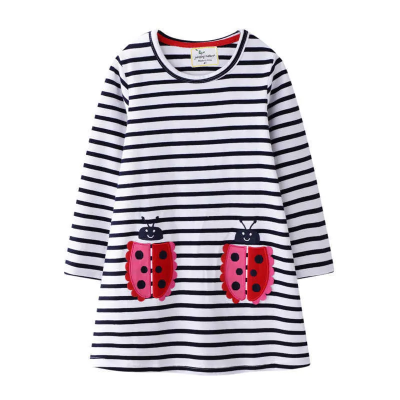 Jumping Meters Marke Apple Langarm Kleider für Baby Mädchen Kleidung Baumwolle Herbst Frühling Prinzessin Party Nettes Mädchen 210529