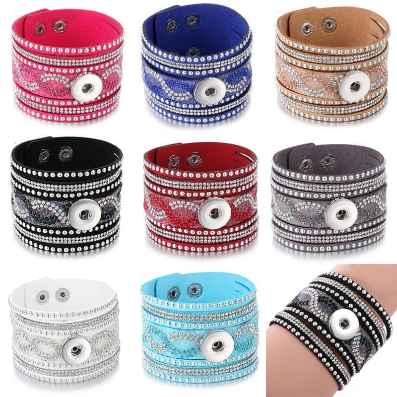 10stgrossist Snap smycken armband för kvinnor flätat läder 18mm snap armband diy utbytbara snap -knapparmband 210910