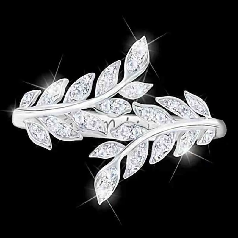 Dissia King Vending Fashion Leaf Feather Anello da donna Wedding Wedding Engagement Holiday 211217