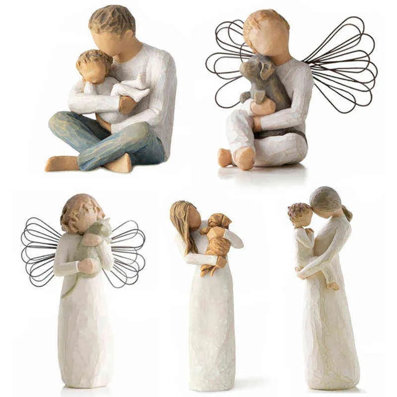 Mamma och son Figurin Hemprydnad Minimalistiska harts Hantverk pappa och barn sklupade dekor TABLANDT JULFRÅGA FÖR FAMILJ G09246M