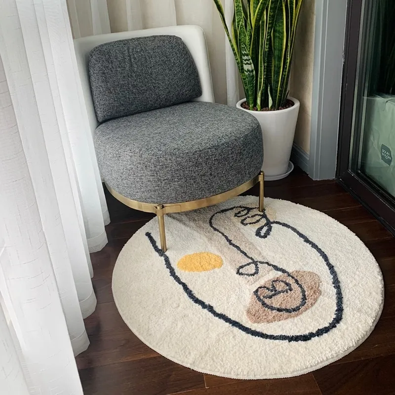 Nordic Round Rug Bedroom Bedside Carpet Living Room Non-Slip Floor Mat Soft Plush Home Decor Furry Area Simple Tapis 220301