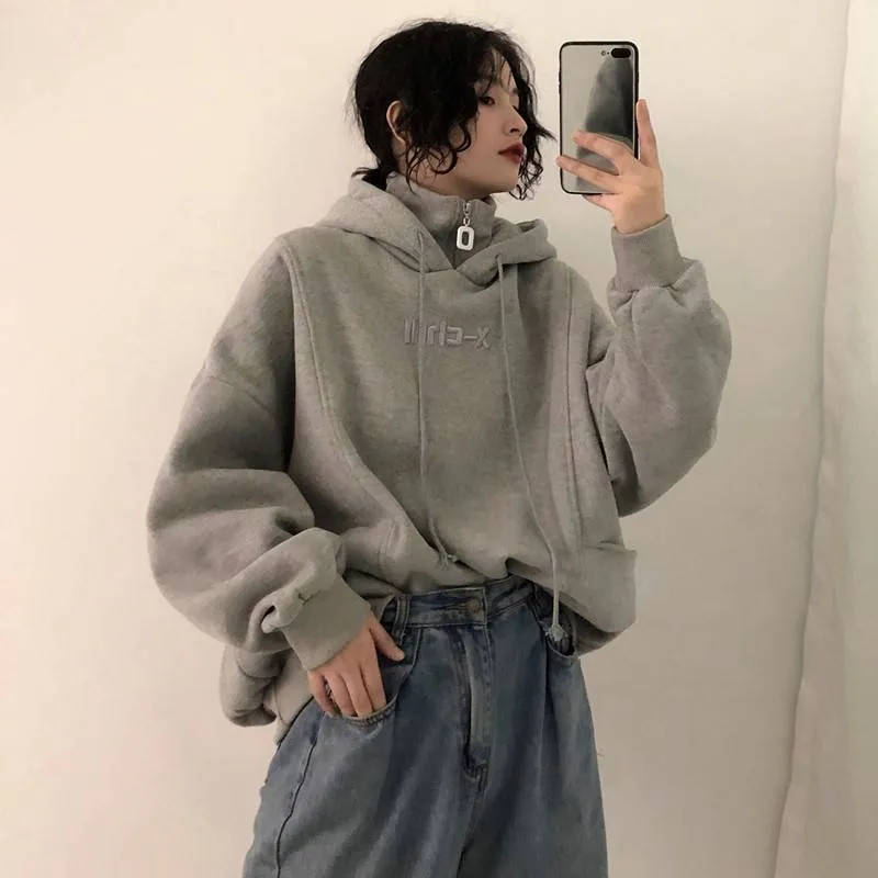 Korean Version Of The Turtleneck Hoodies Sweatshirt Woman Autumn Winter New Students Loose Casual Large Size Was Thin Coat T200904