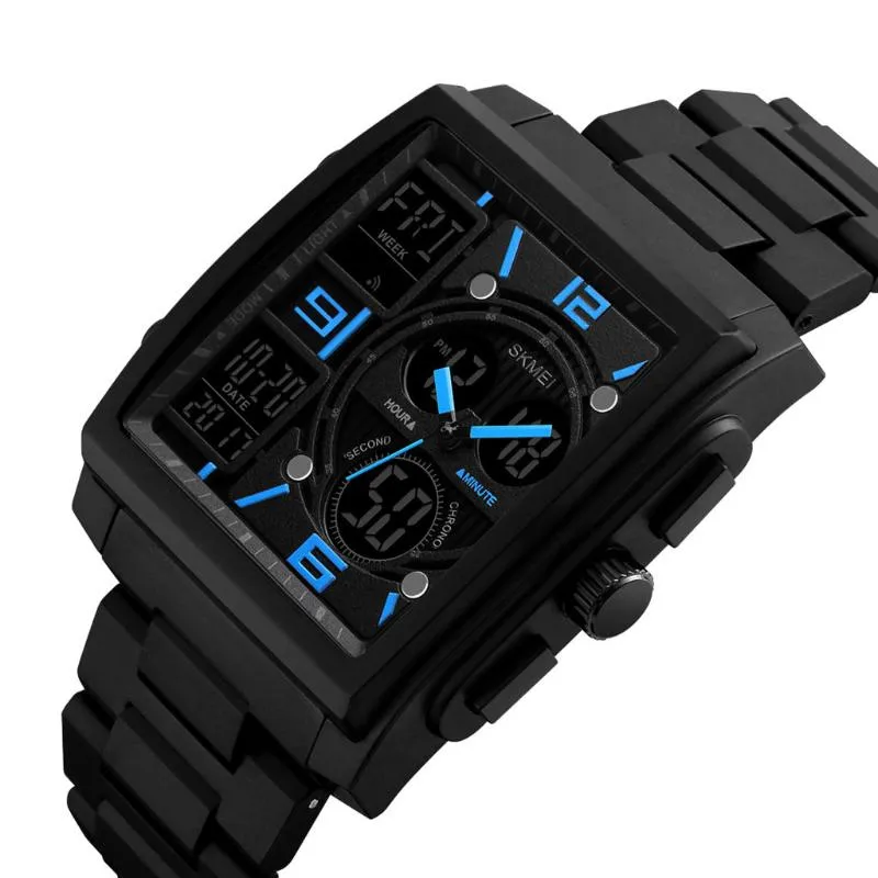 Wristwatches Fashion Outdoor Sport Watch Men Multifunction Military Rubber Tactical Led Digital Watches Waterproof Quartz Reloj274O