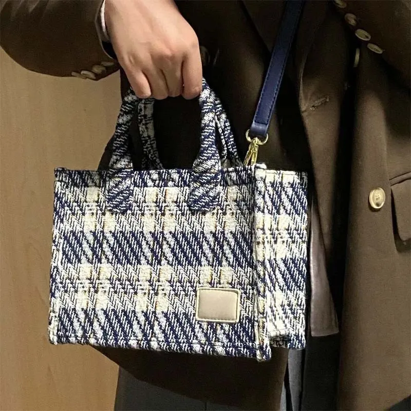 Stuff Worki Torby na ramię Duża Pojemność Kobiety Plaid Tote Torba Tkanina Klienta List Drukowanie Torebki Ins