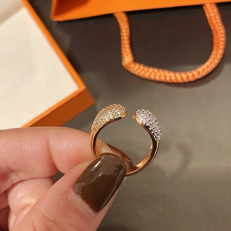 Bague de mariage en or pour femmes, Micro pavé de zircone cubique, bijoux de marque, bagues d'ouverture à la mode, 2021