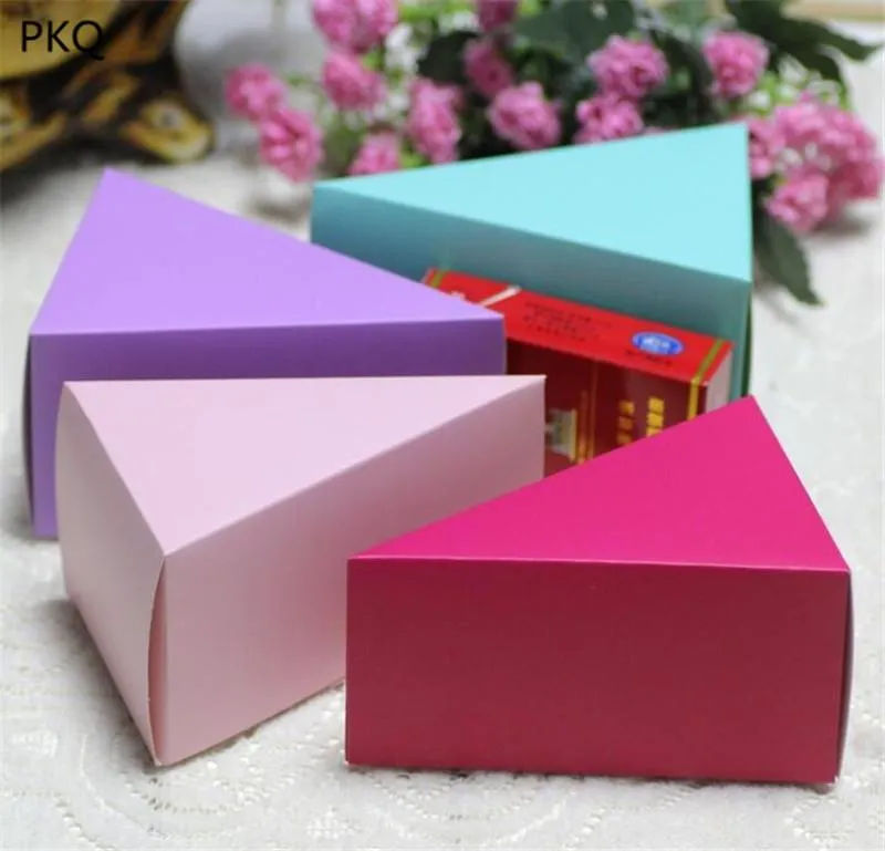 Gift Wrap Creative Cardboard Paper Cake Box Triangle Craft Wrapping DIY Handmade Decoration Carton For Wedding Supply257f