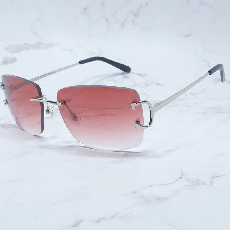 Übergroße randlose Sonnenbrille Vintage Sun Glass Herren Designermarke Luxus Damen Sonnenbrille Big Square Sonnenbrille Carter Shades Eyewe2110