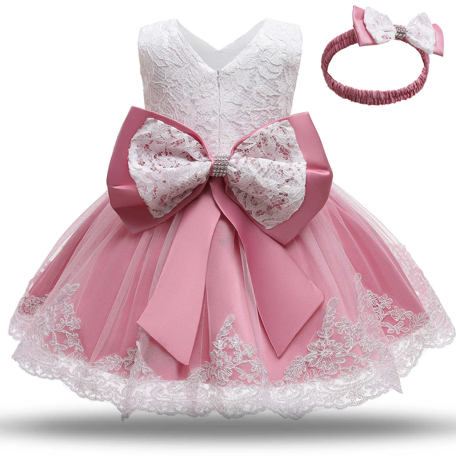Best selling baby princess dress one year old dress BOW LACE DRESS Baby Dresses