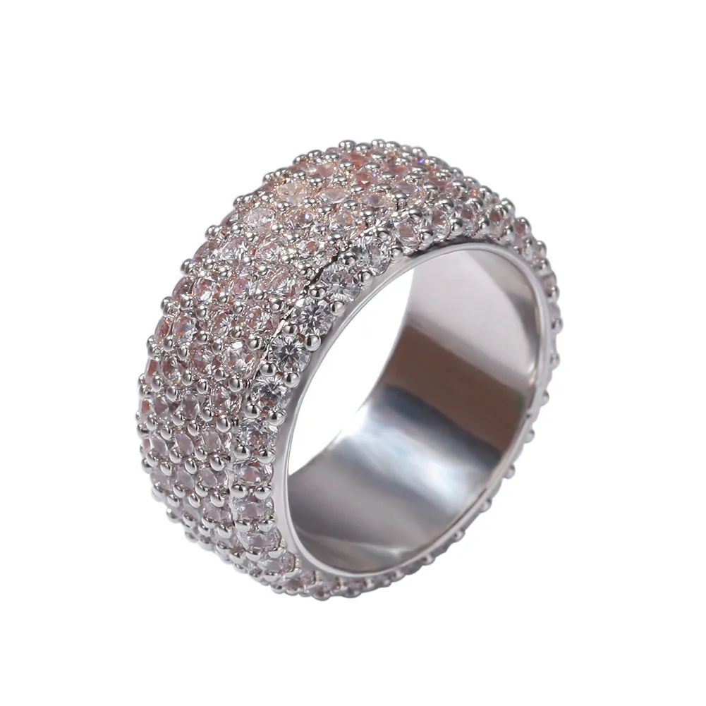 Hot Starlight Obietnica Pierścień 925 Sterling Silver Złoto Wypełnione Pięć Olśnielających Warstwy Diamond CZ Zaręczyny Zespół Ślubny Pierścienie Dla Kobiet Mężczyzn Prezent