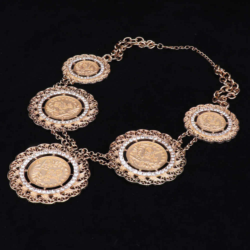 Moda Zestawy Biżuterii Dubaj Złoty Kolor Afryka Nigeria Kobiety Kostium Biżuteria Retro Naszyjnik Ślubny Naszyjnik Zestawy H1022