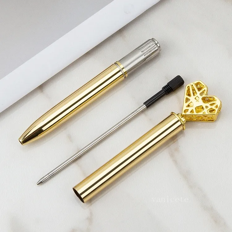 Creative Heart Shaped Ballpoint Pen DIY Metal Ball Pens Office School Supplies Valentine's Day Gift T2I53293