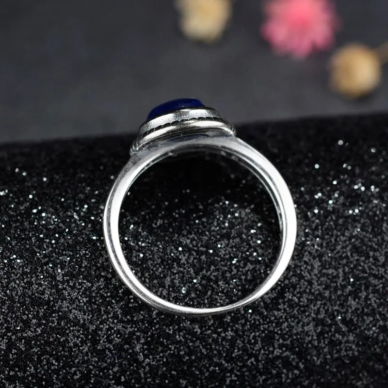 Pierścienie klastra moda 8x10 mm owalny ciemnoniebieski naturalny kyanite damski 925 srebrny pierścionek biżuterii Whatle Wysokiej jakości prezenty vin231y