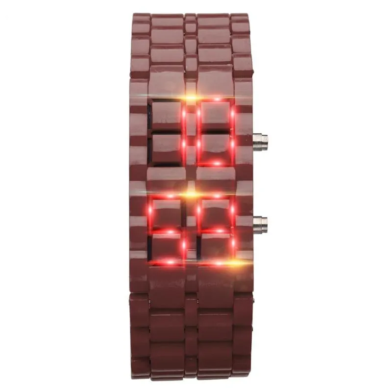 Horloges Led Digitale Horloges Iron Samurais Plastic Armband Lava Horloge Uur Heren Automatische Lichtgevende Klok Waterdicht Mechanical227b