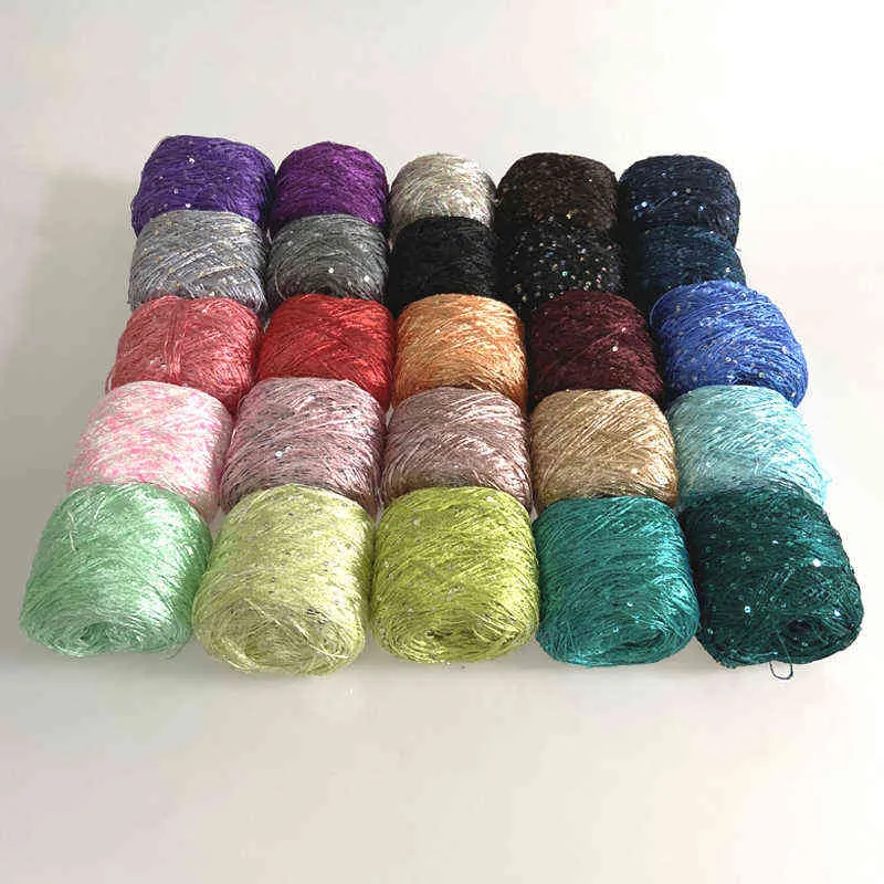 1 unid 100 g/lote hilo de lentejuelas brillante para tejer seda de hielo lana mercerizada para crochet para tejer hilo hilo fino línea de costura a mano Y211129