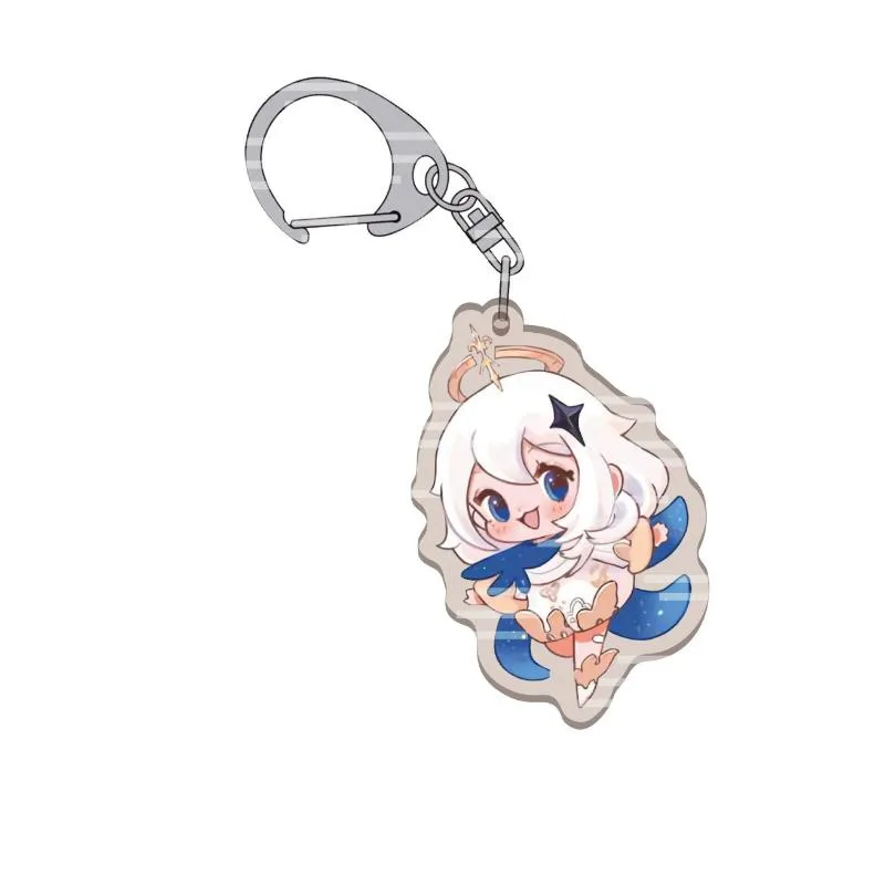 Keychains Anime Genshin Impact Keychain Zhongli Diluc Venti Paimon Acrylic Double Sided Key Chain Accessories Jewelry For Fa249H