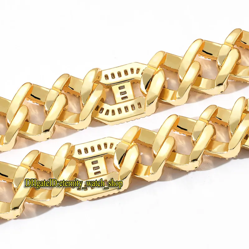 Eternity New 3 1 Hip Hop CZ Diamond Inlaid Necklace High-End Flip Clasp 15mm Bar Bar Bar Cuban Chain Mens 목걸이 Out Mens Br195c