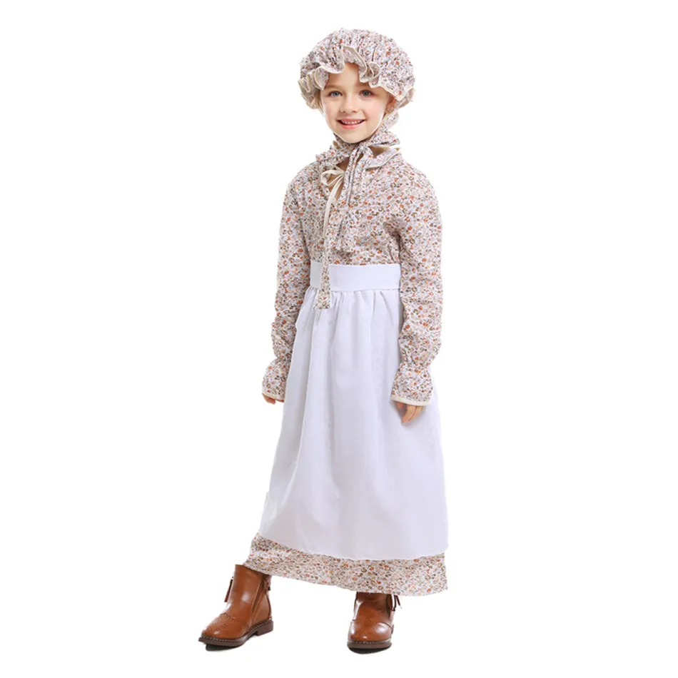 Fille Enfants Maid Dress Cosplay Alice Déguisement Dorothy Outfit Style Pastoral Maternelle Grand-Mère Costume 210317