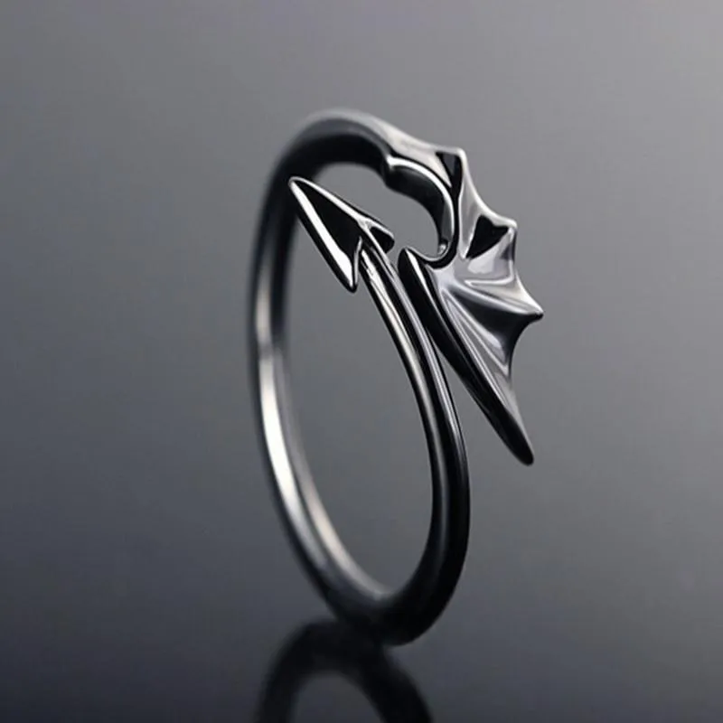 Cluster Rings Punk Style Titanium Brass Koakuma Little Devil Dragon Gothic Evil Vampire Open Ring Party Jewelry Accessories For Me220b