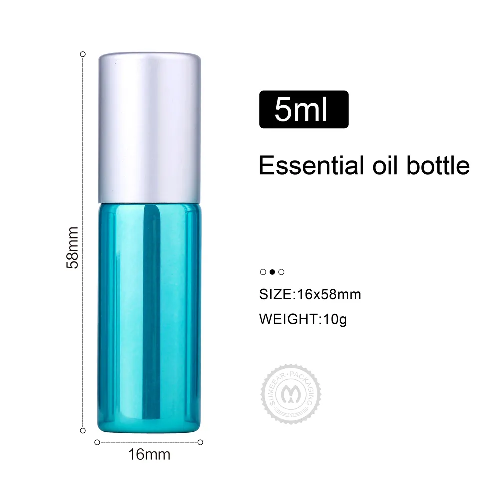 5ml Green UV Glass Essential oil roll-on bottle Perfume mini Refillable Perfume Bottle Small sample