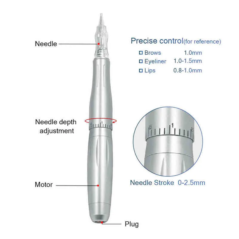 BMX PMU Machine Dermografo Mikropigmentacja Makeup Makijaż Brwi Lips Tatuaż Długopis na brwi z igłą LW002 211228