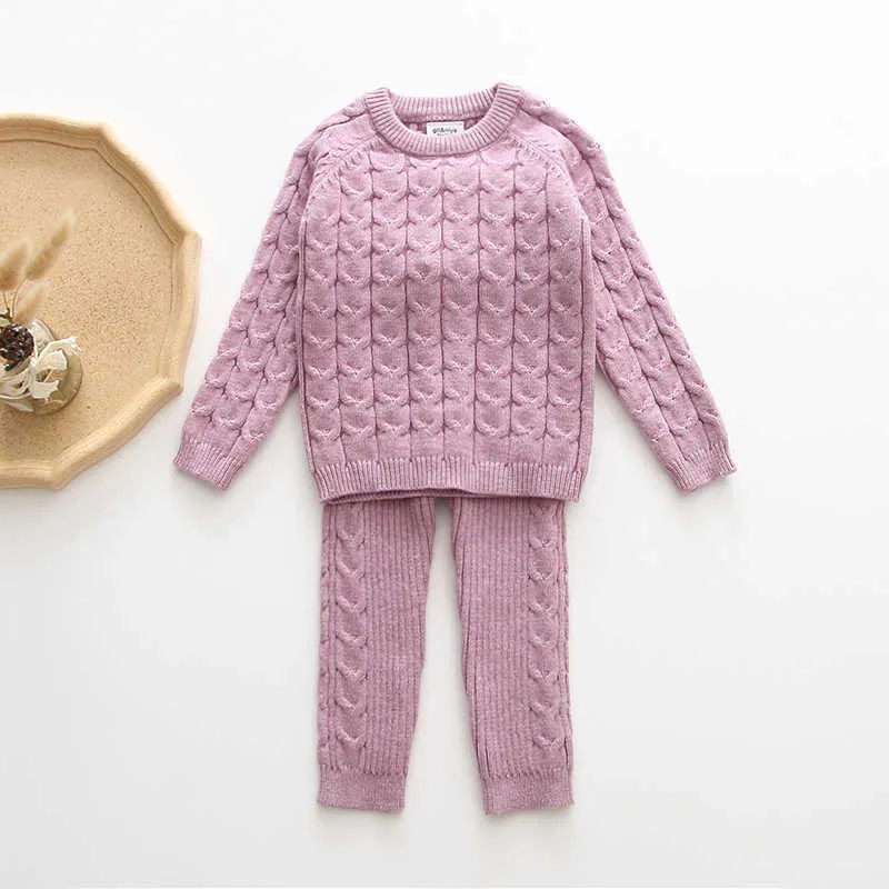 Babyinstar Unisex Clothing Sets Long Sleeve Sweater + Pants Infant Boys Knit Tracksuits Toddler Suit Baby Girls Clothes 211025