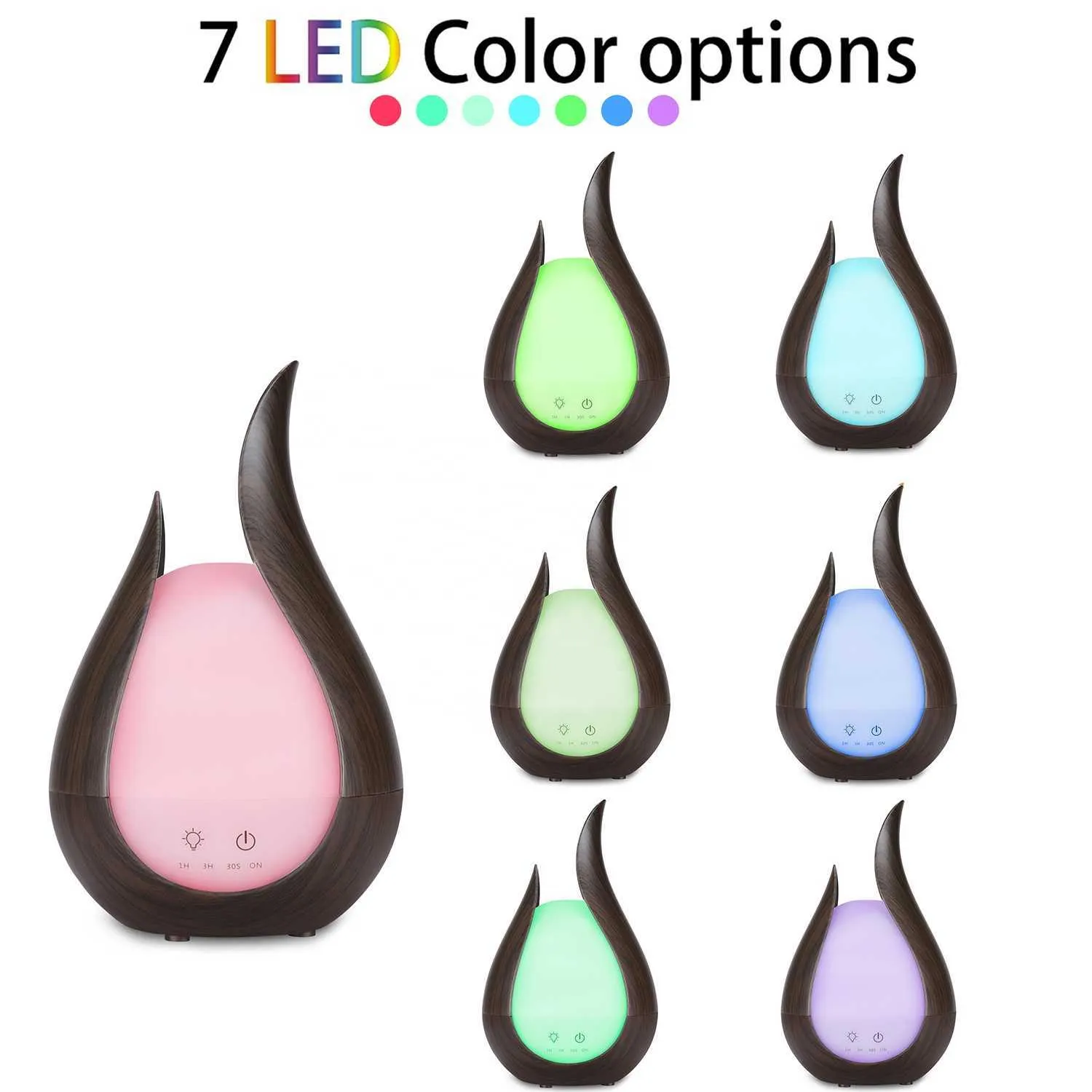 Diffuseur d'arôme 7 couleurs LED huile essentielle huile fraîche brume électrique LED humidificateur d'air ultrasonique 200ML pour la maison 210724