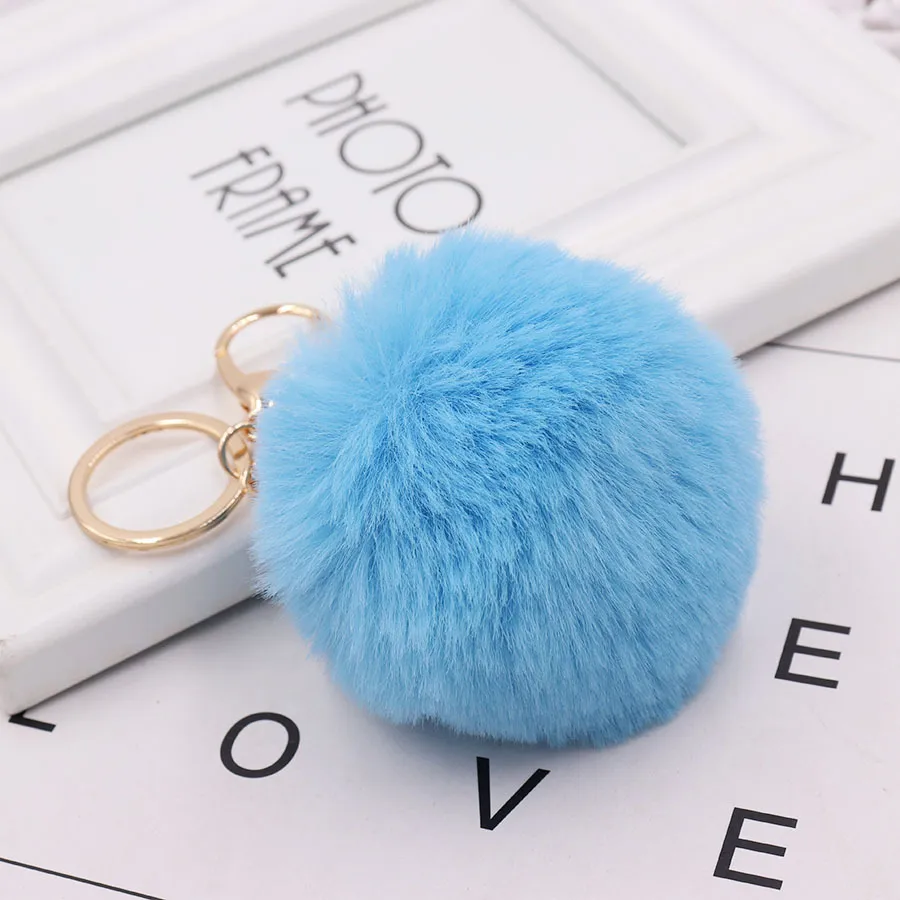 Trinket Fluffy Artificial Rabbit Fur Ball Chain Pompons Chain Women Car Bag Key Ring Smycken