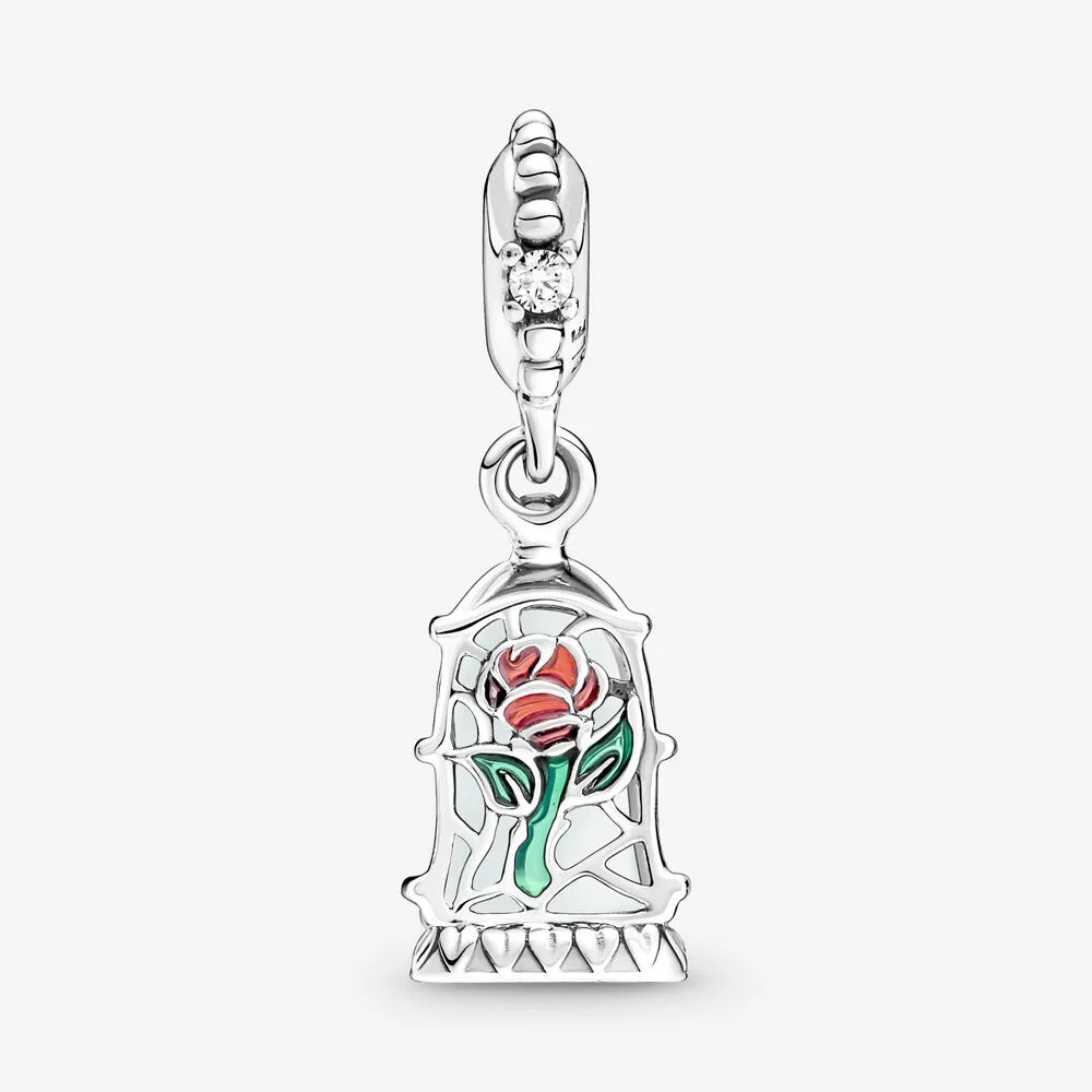 100% 925 Sterling Silver Enchanted Rose Dangle Charm Fit Original European Charms Bracelet Mode Femmes Mariage Fiançailles Jewelr2250