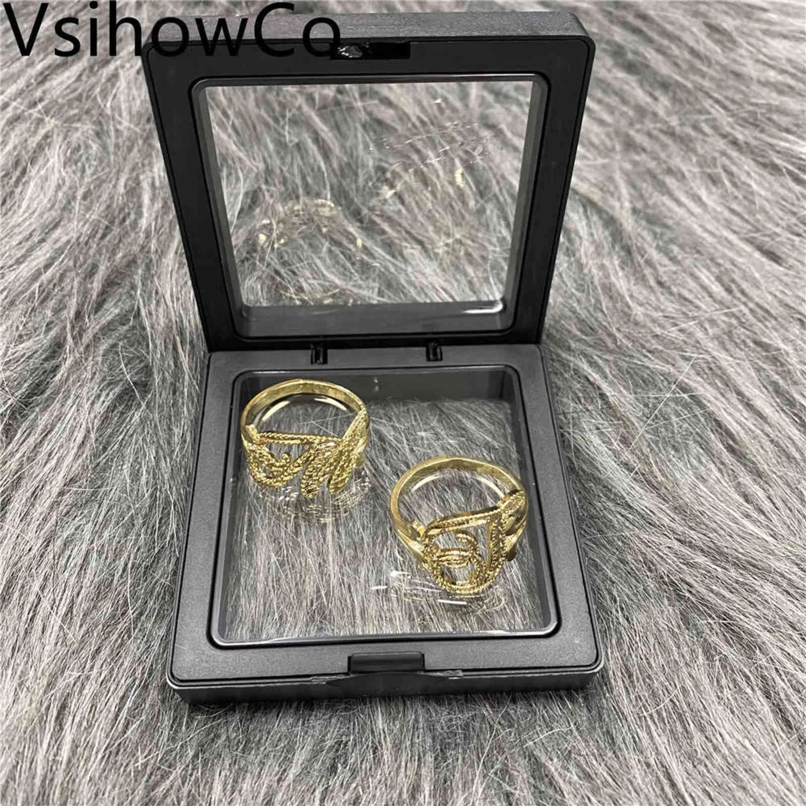 VishowCo nuevo anillo de nombre personalizado moda Hip Hop Acero inoxidable personalizado inicial AZ letra anillo para mujeres Gifts1936188