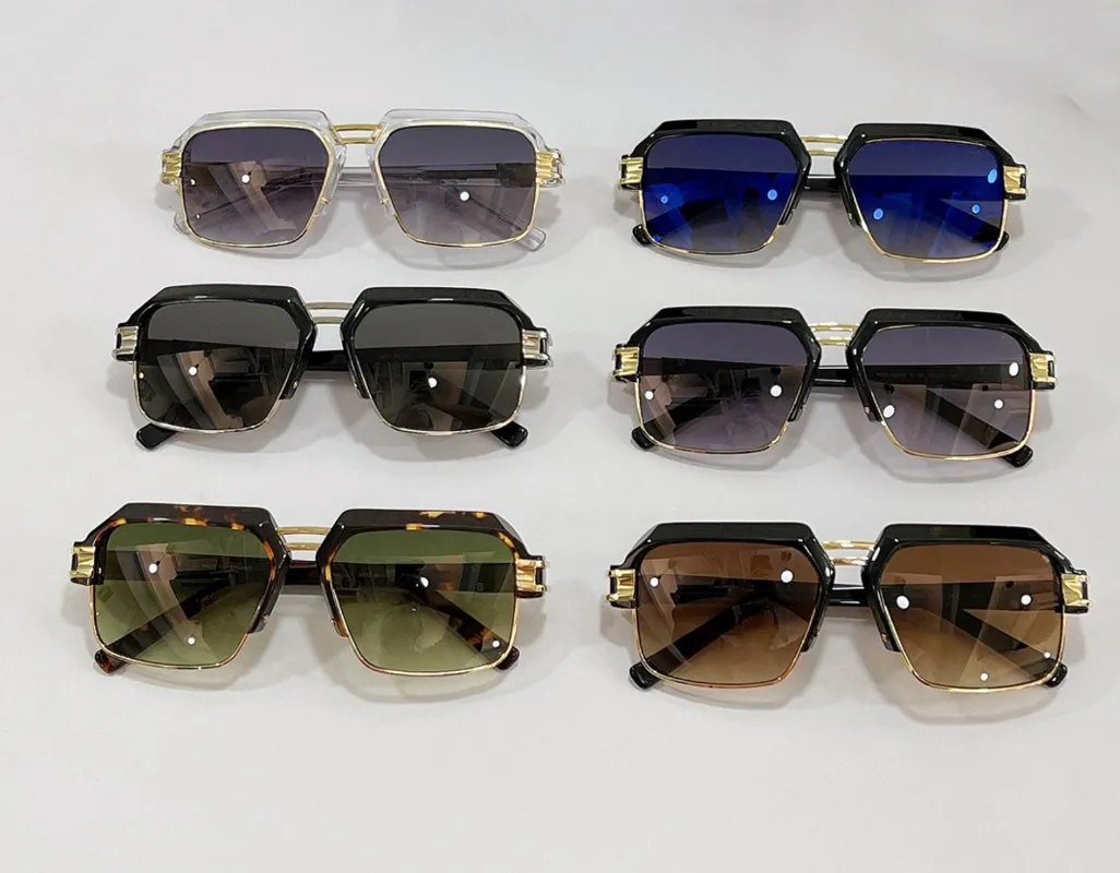 Vintage 6020 lunettes de soleil carrées argent noir gris lentille lunettes accessoires de mode lunettes de soleil pour hommes UV400 lunettes de protection avec 242c