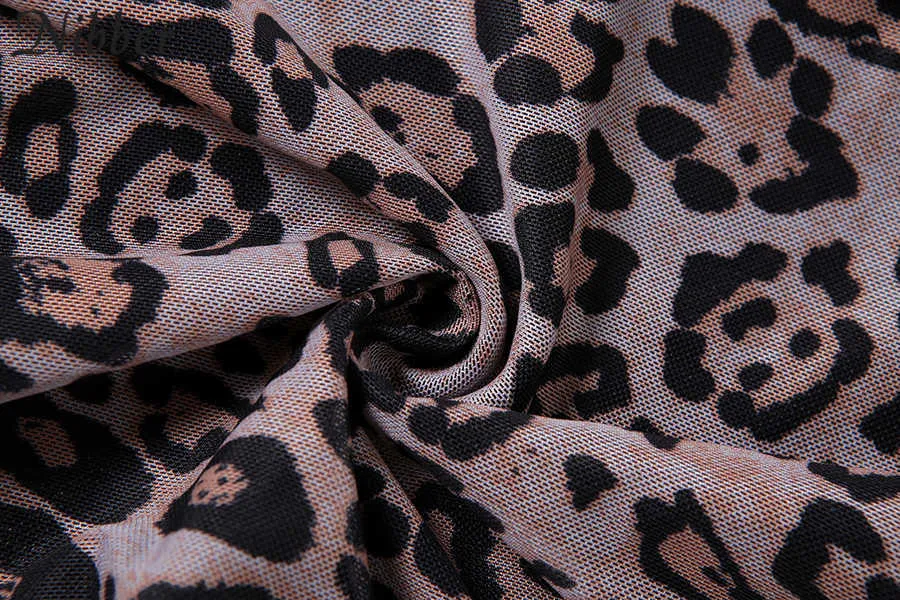 Nibber Sexy Leopardenmuster, figurbetontes gestapeltes Kleid für Damen, schick, aushöhlen, Club-Paket, Hüfte, Minikleid, 2020, Herbst, lässige Streetwear, Y0726