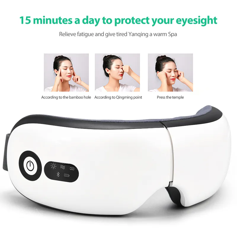 Eye Massager Smart Airbag Vibration Care Instrument Compress Support Bluetooth Fatigue Massage Glasses 220916