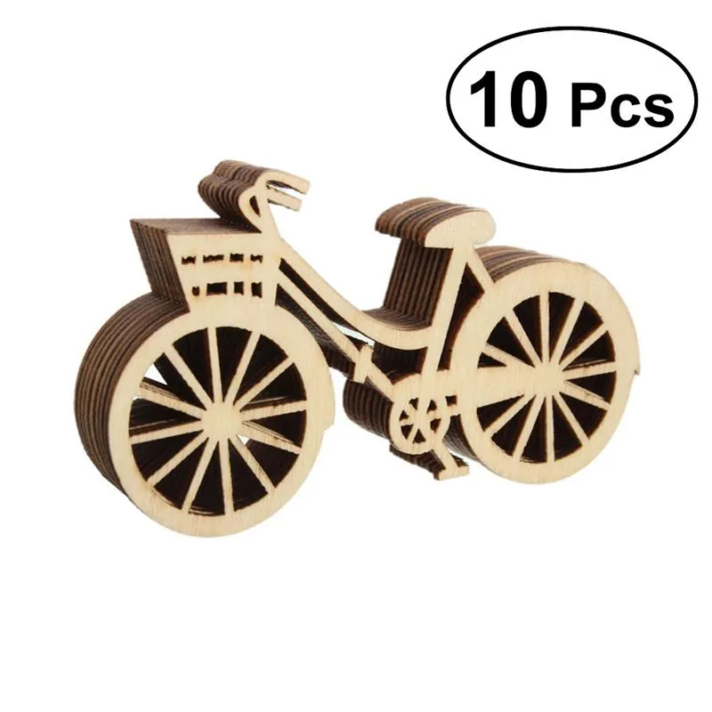10 pçs de madeira bicicleta recorte folheados fatias artesanato enfeite para diy artesanato ornamento decoração para festa de casamento 1859858