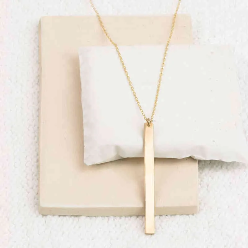 Long Bar Jewelry Gold Chocker Handmade Initial Pendants Kolye Necklace for Women Bridesmaid Gift